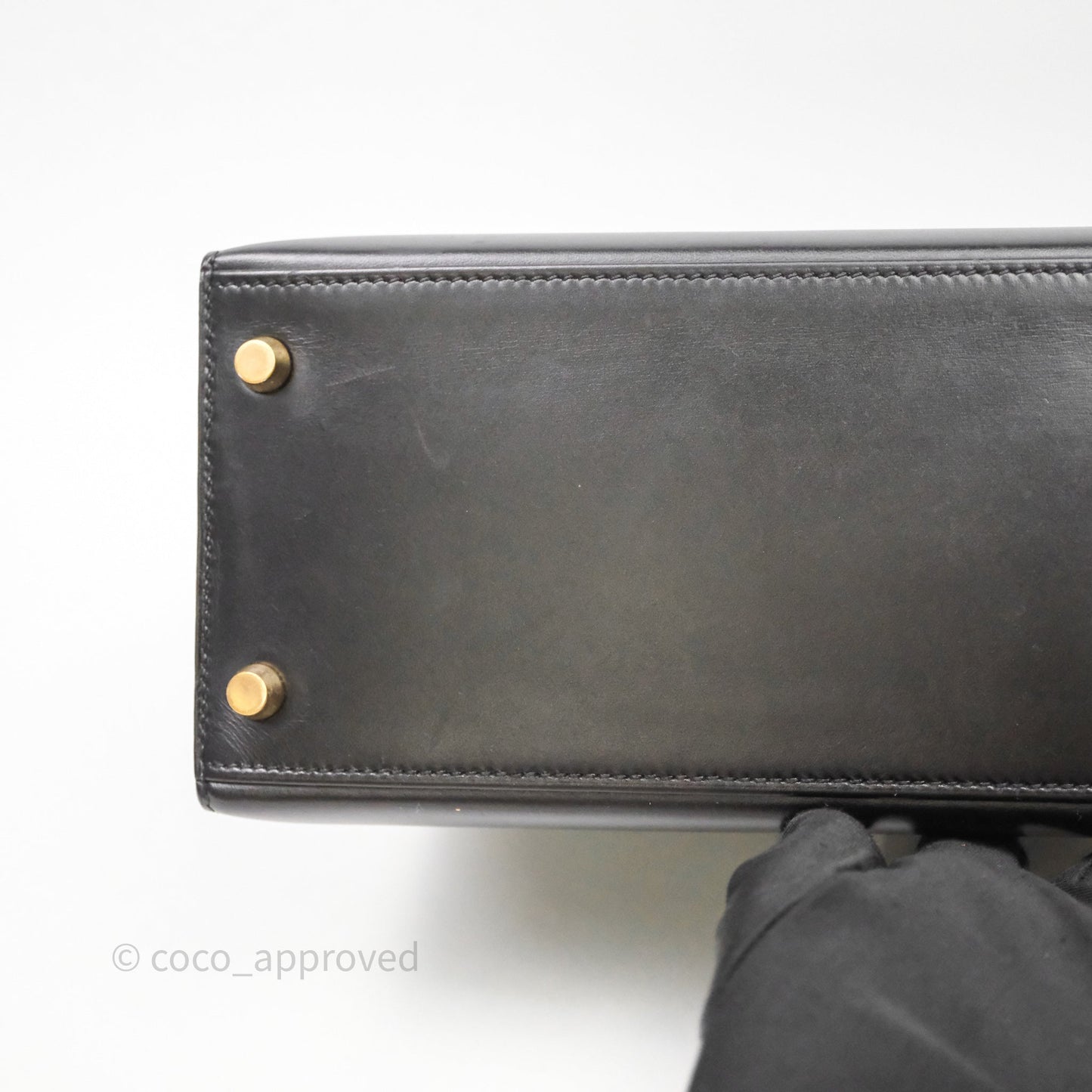 Hermès Vintage Kelly 28 Sellier Black Noir 89 Box Leather Gold Hardware
