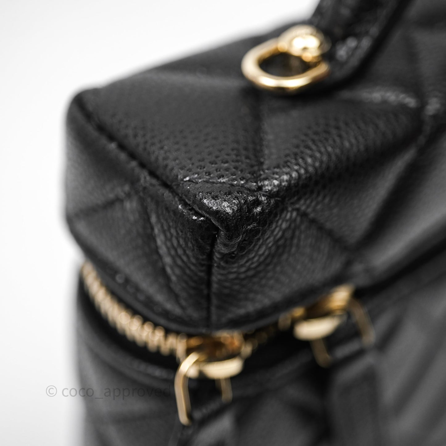 Chanel Top Handle Vanity with Chain Black Caviar Gold Hardware