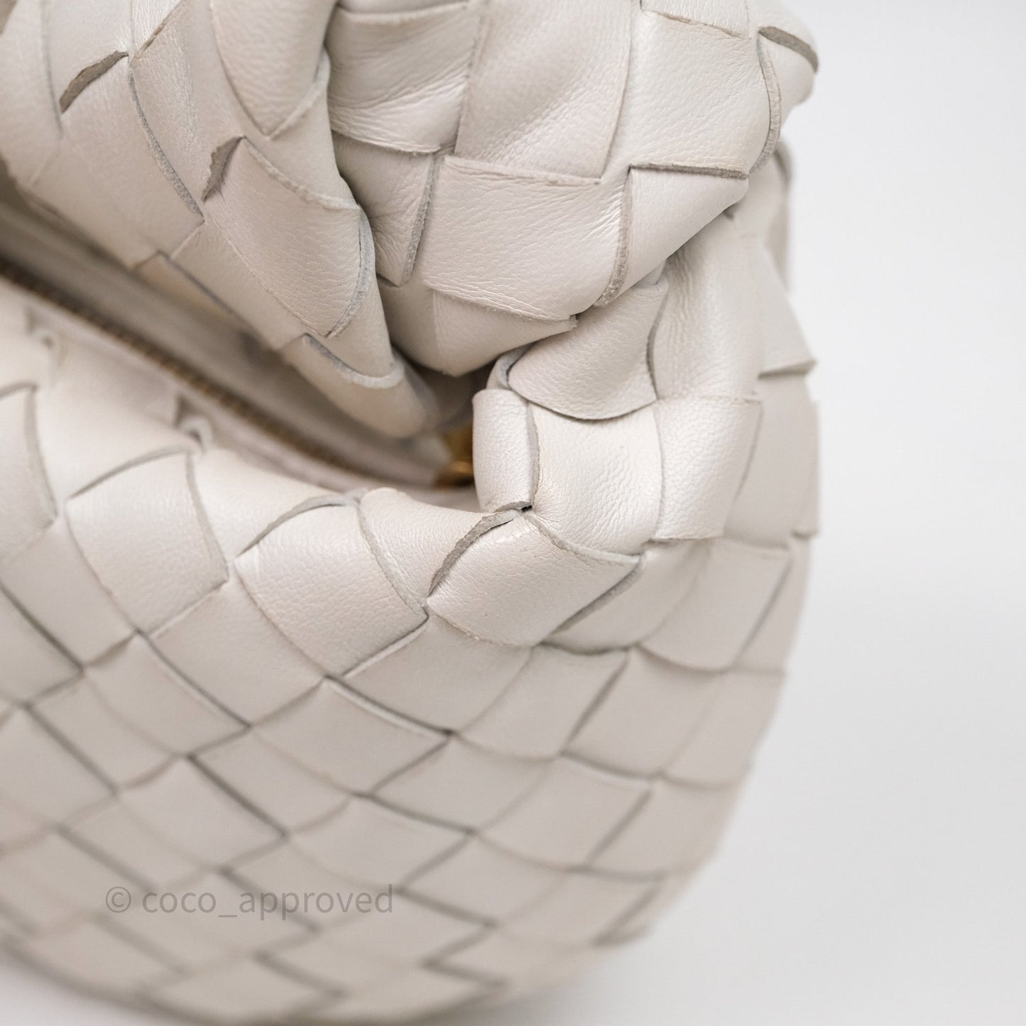 Bottega Veneta Mini Jodie Bag Intrecciato White Lambskin