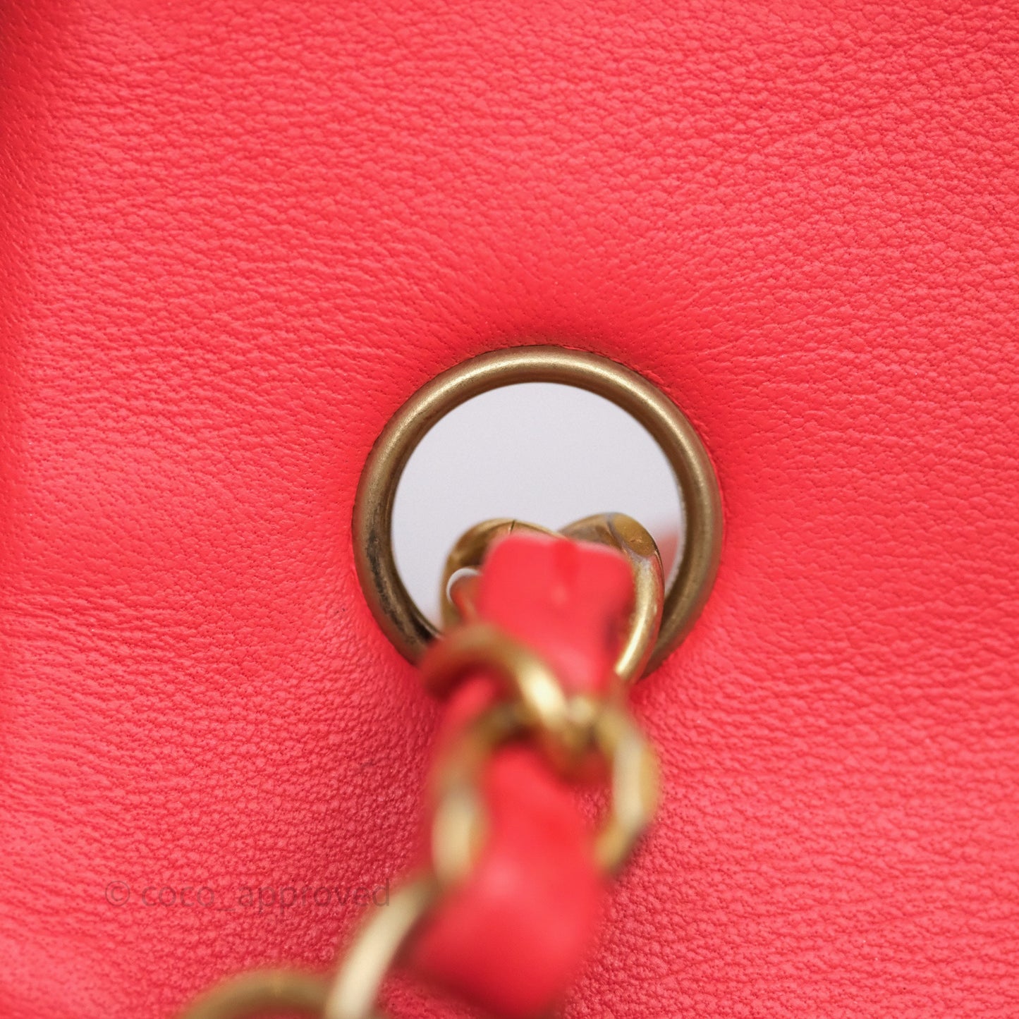 Chanel Mini Rectangular Quilted Red Lambskin Aged Gold Hardware