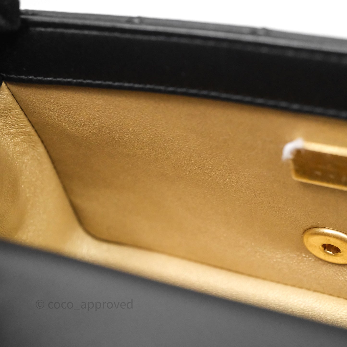 Chanel Mini Rectangular Flap with Camellia Adjustable Chain Black Lambskin Aged Gold Hardware