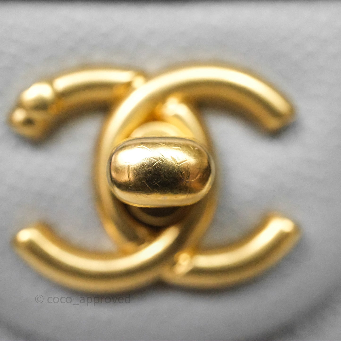 Chanel Mini Flap Bag Heart Adjustable Chain Grey Caviar Aged Gold Hardware