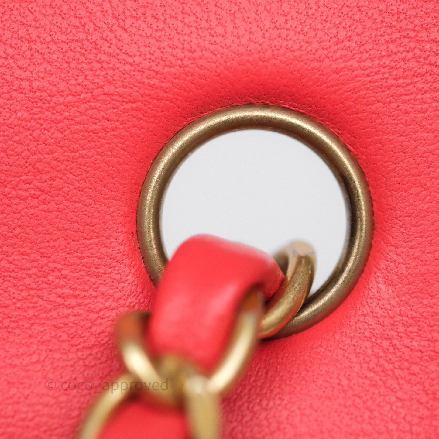 Chanel Mini Rectangular Quilted Red Lambskin Aged Gold Hardware