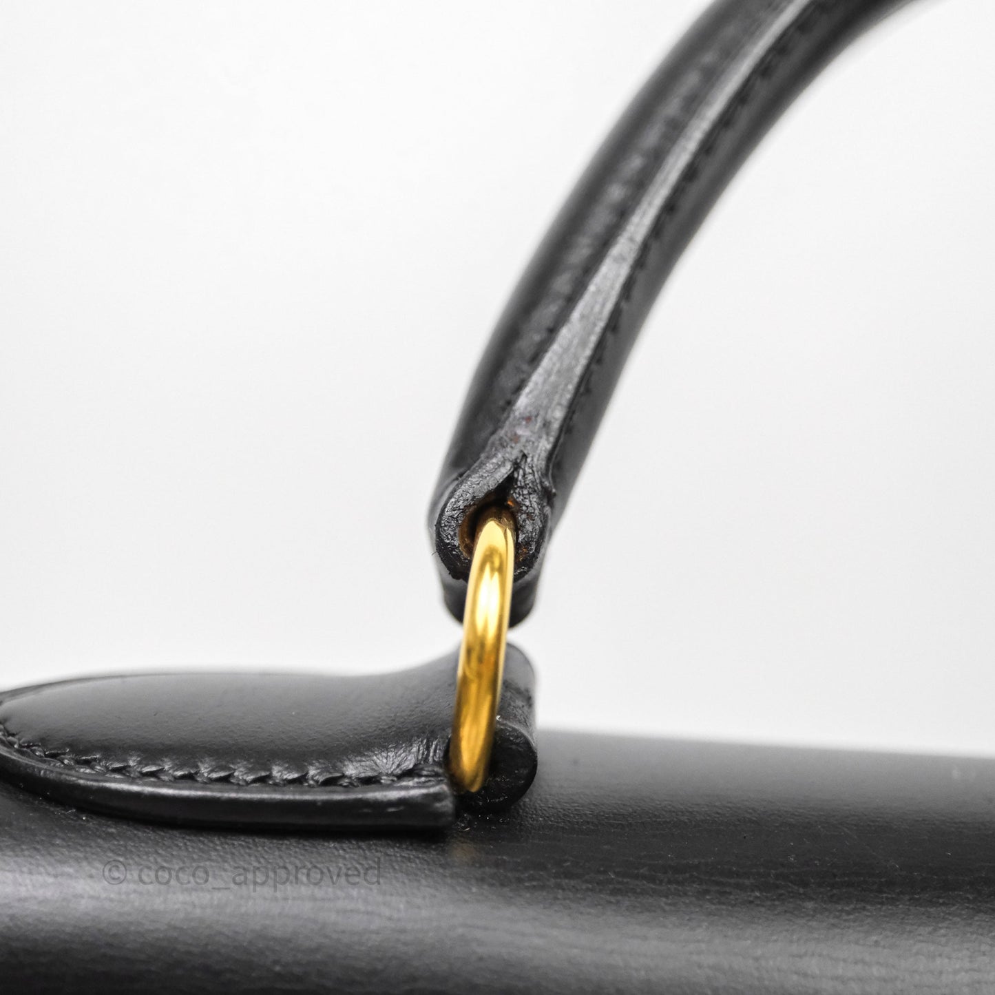 Hermès Vintage Kelly 28 Sellier Black Noir 89 Box Leather Gold Hardware