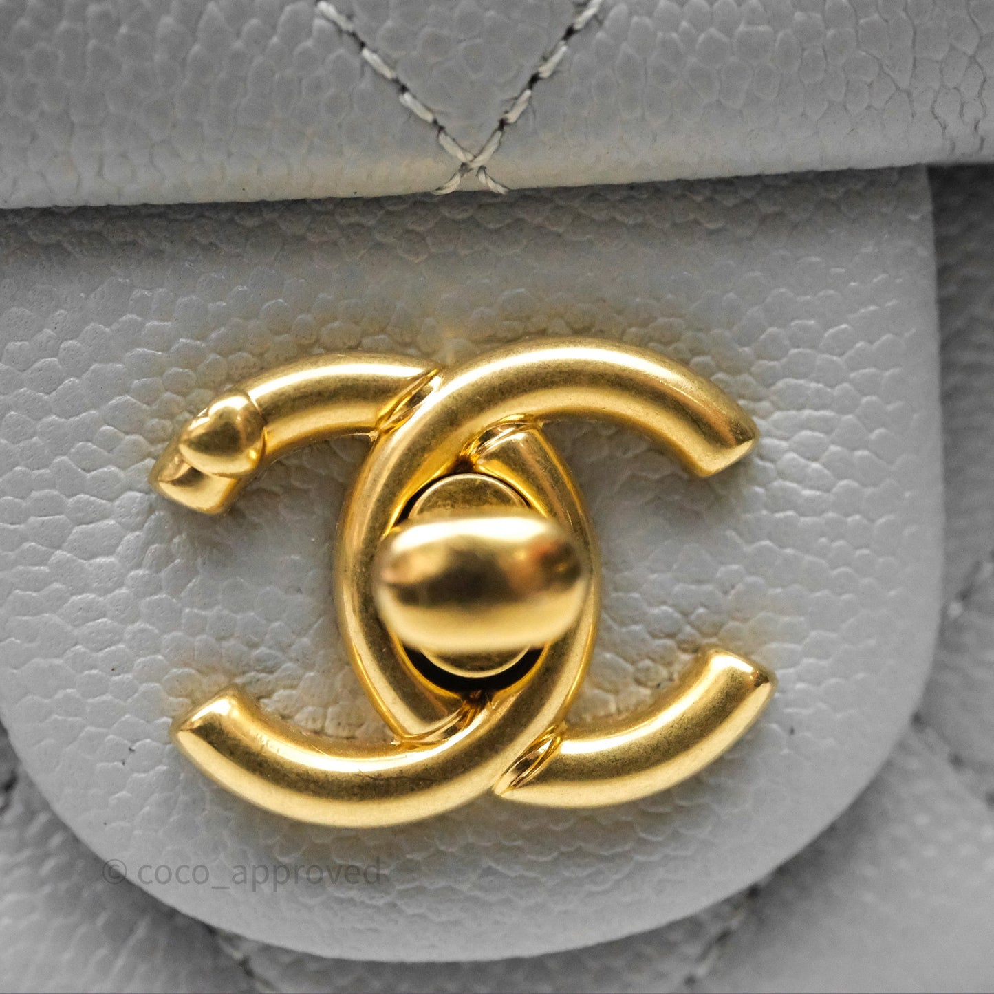 Chanel Mini Flap Bag Heart Adjustable Chain Grey Caviar Aged Gold Hardware