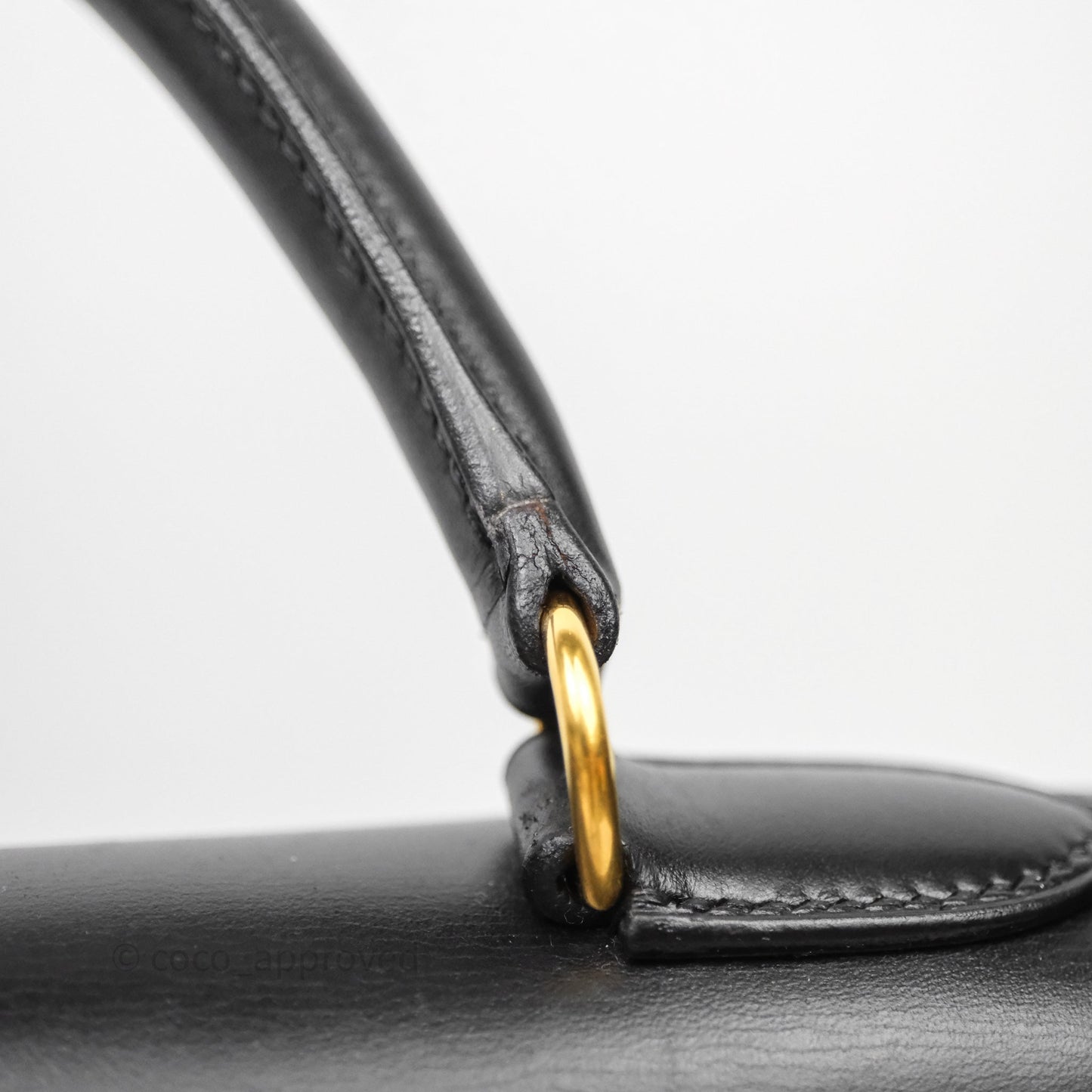 Hermès Vintage Kelly 28 Sellier Black Noir 89 Box Leather Gold Hardware