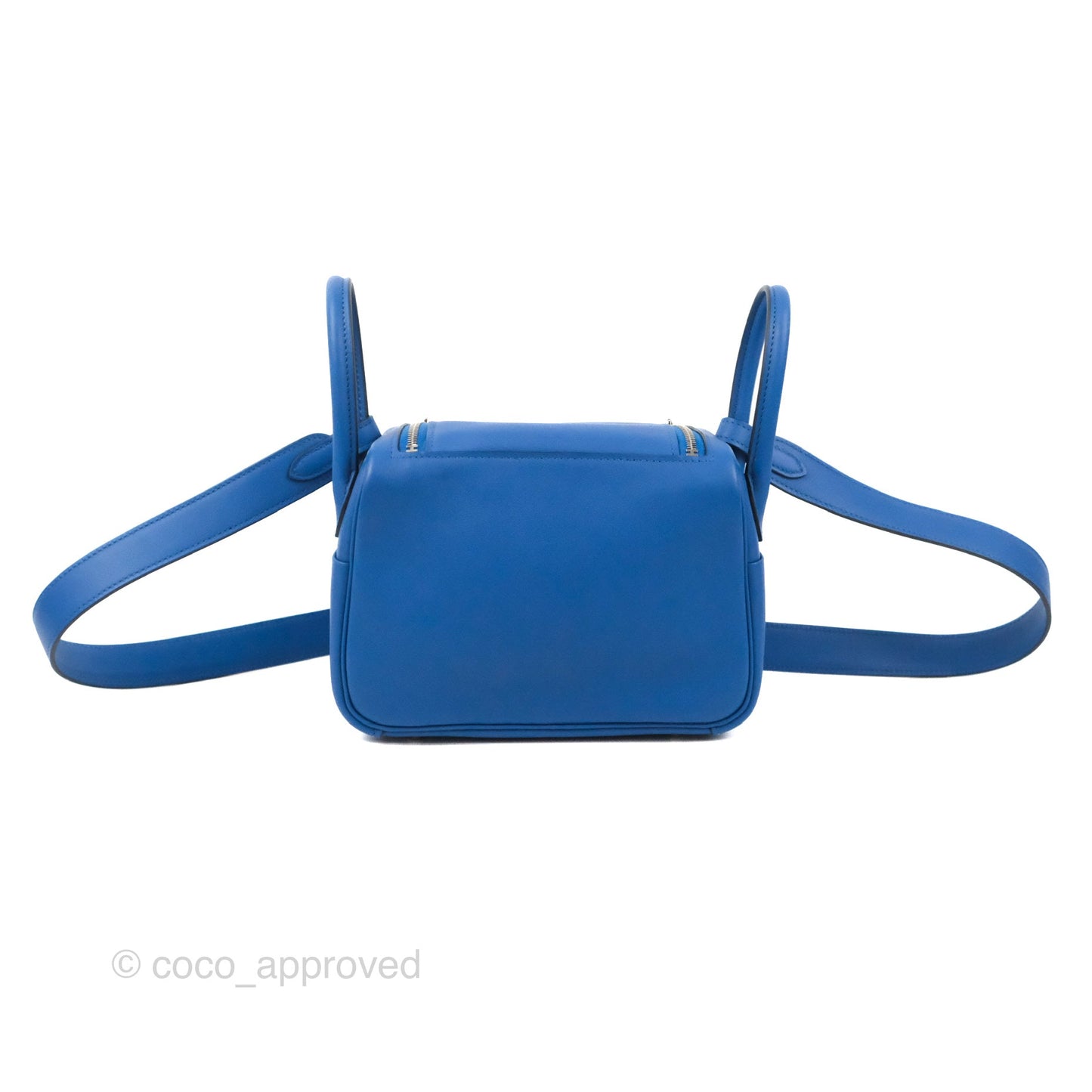 Hermès Mini Lindy 20 Bleu France Swift Palladium Hardware