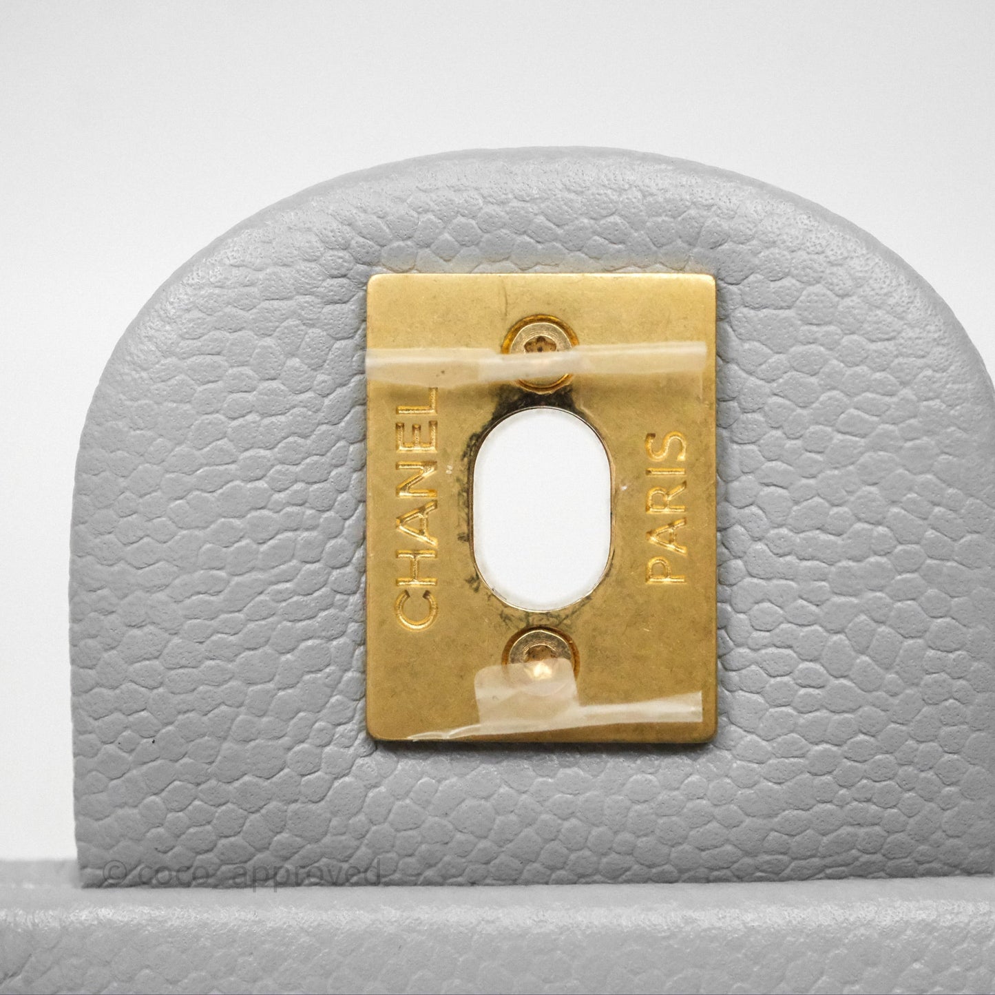 Chanel Mini Flap Bag Heart Adjustable Chain Grey Caviar Aged Gold Hardware