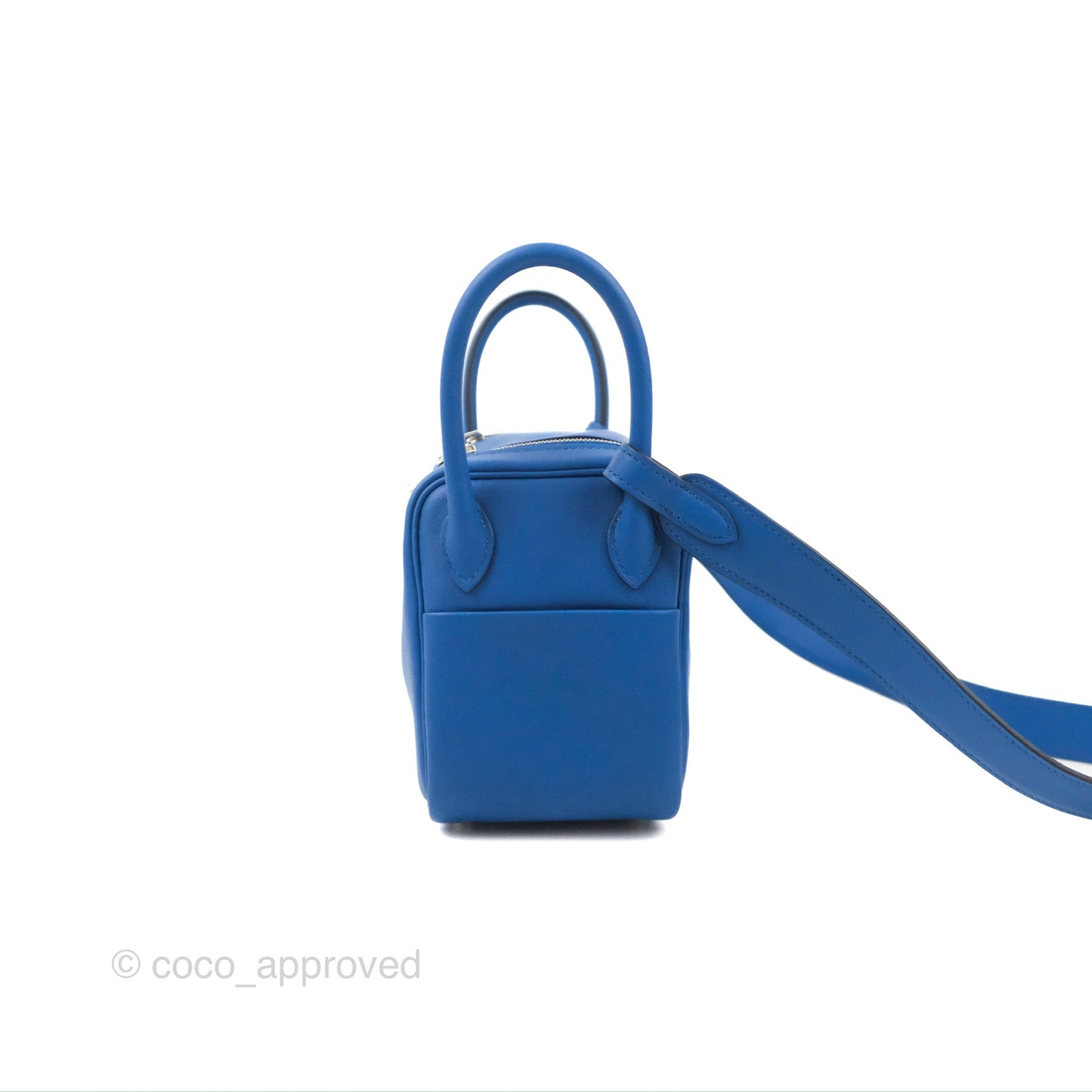 Hermès Mini Lindy 20 Bleu France Swift Palladium Hardware