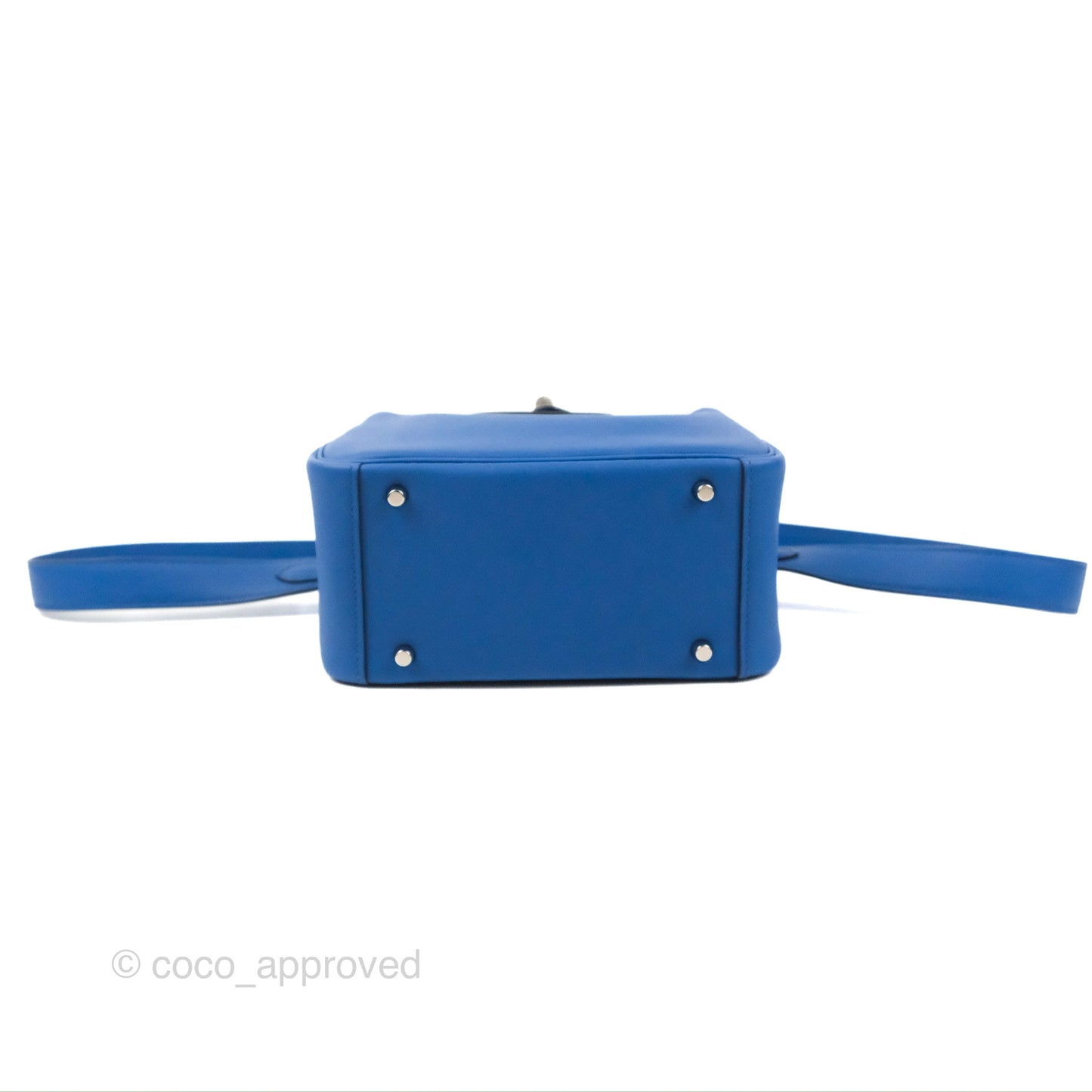 Hermès Mini Lindy 20 Bleu France Swift Palladium Hardware