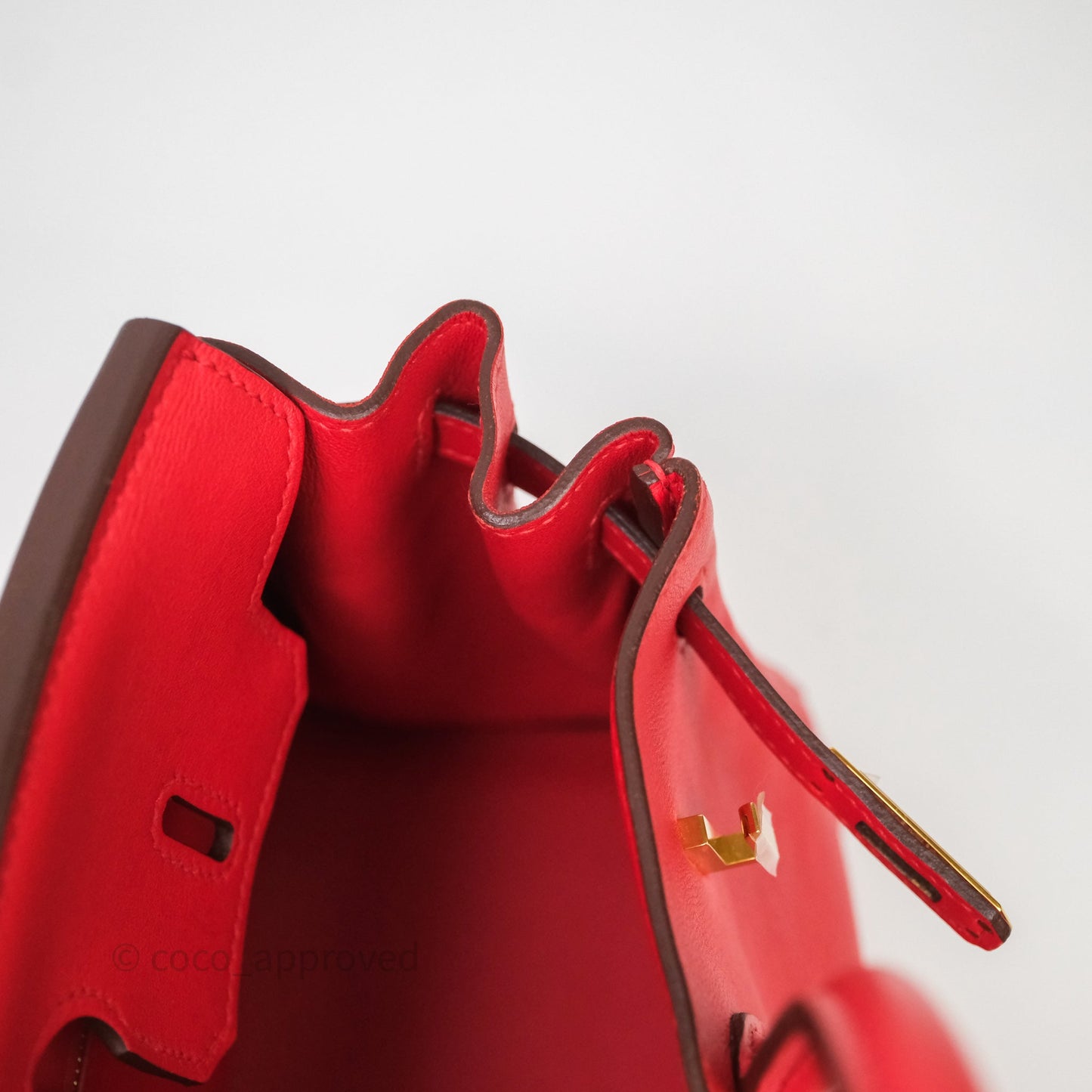 Hermes Birkin 25 Retourne Rouge Swift Gold Hardware