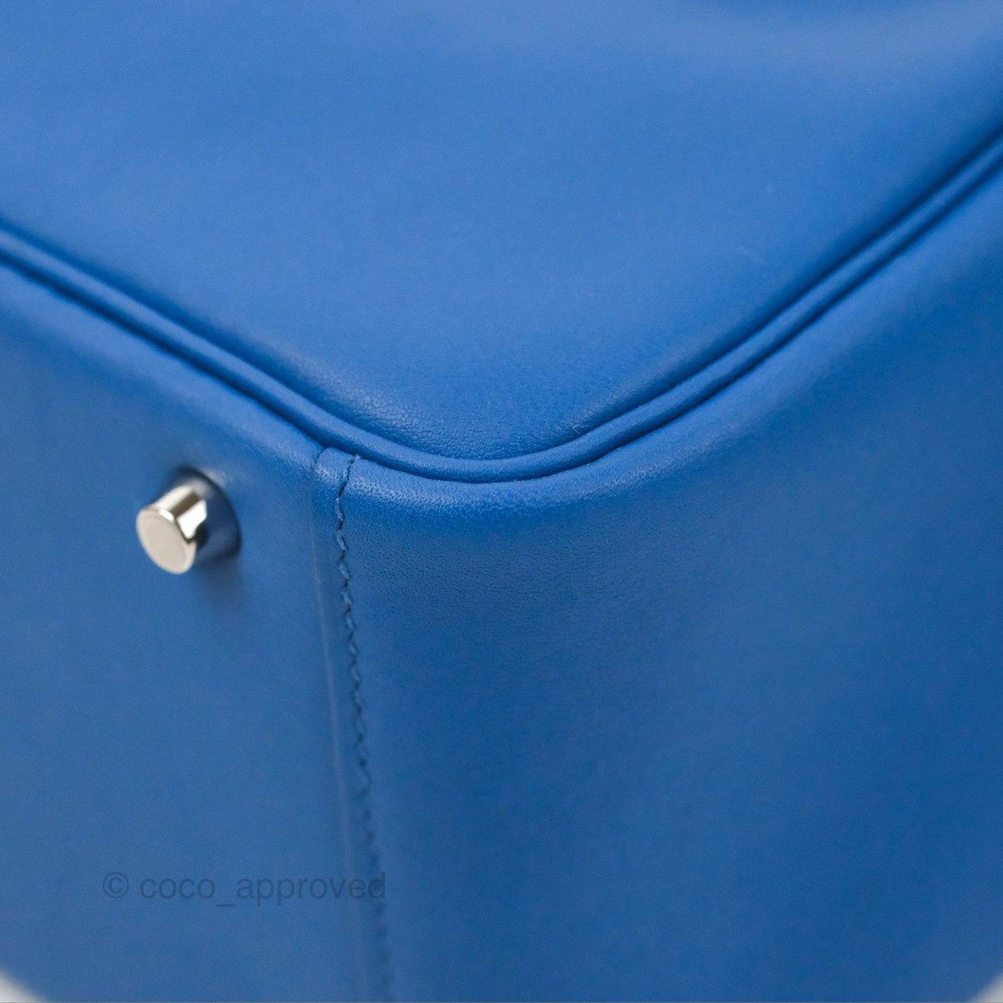 Hermès Mini Lindy 20 Bleu France Swift Palladium Hardware
