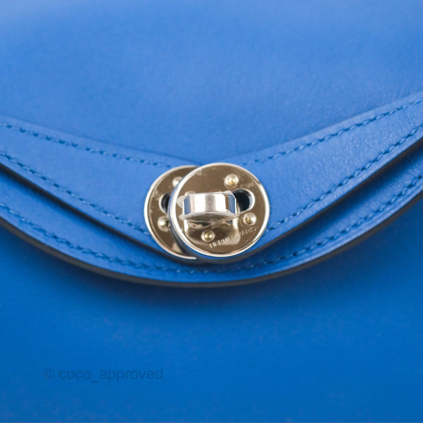 Hermès Mini Lindy 20 Bleu France Swift Palladium Hardware