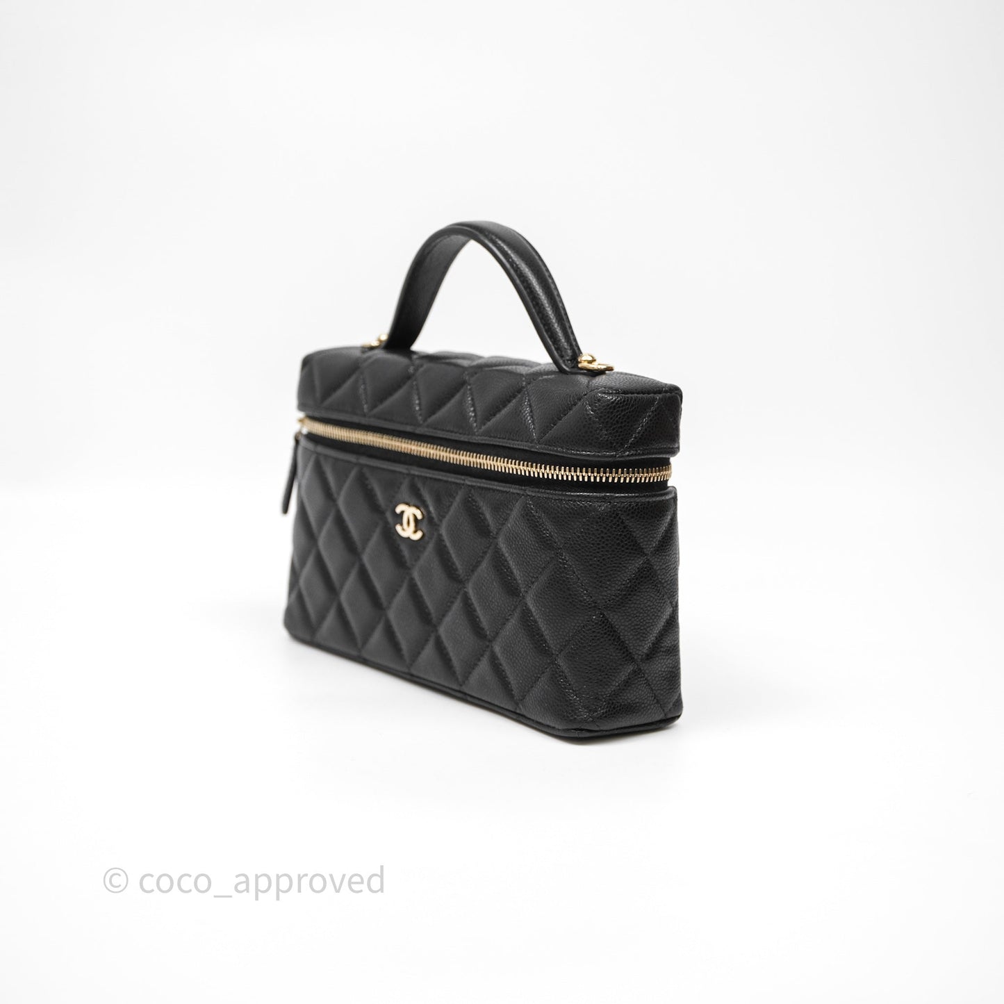 Chanel Top Handle Vanity with Chain Black Caviar Gold Hardware