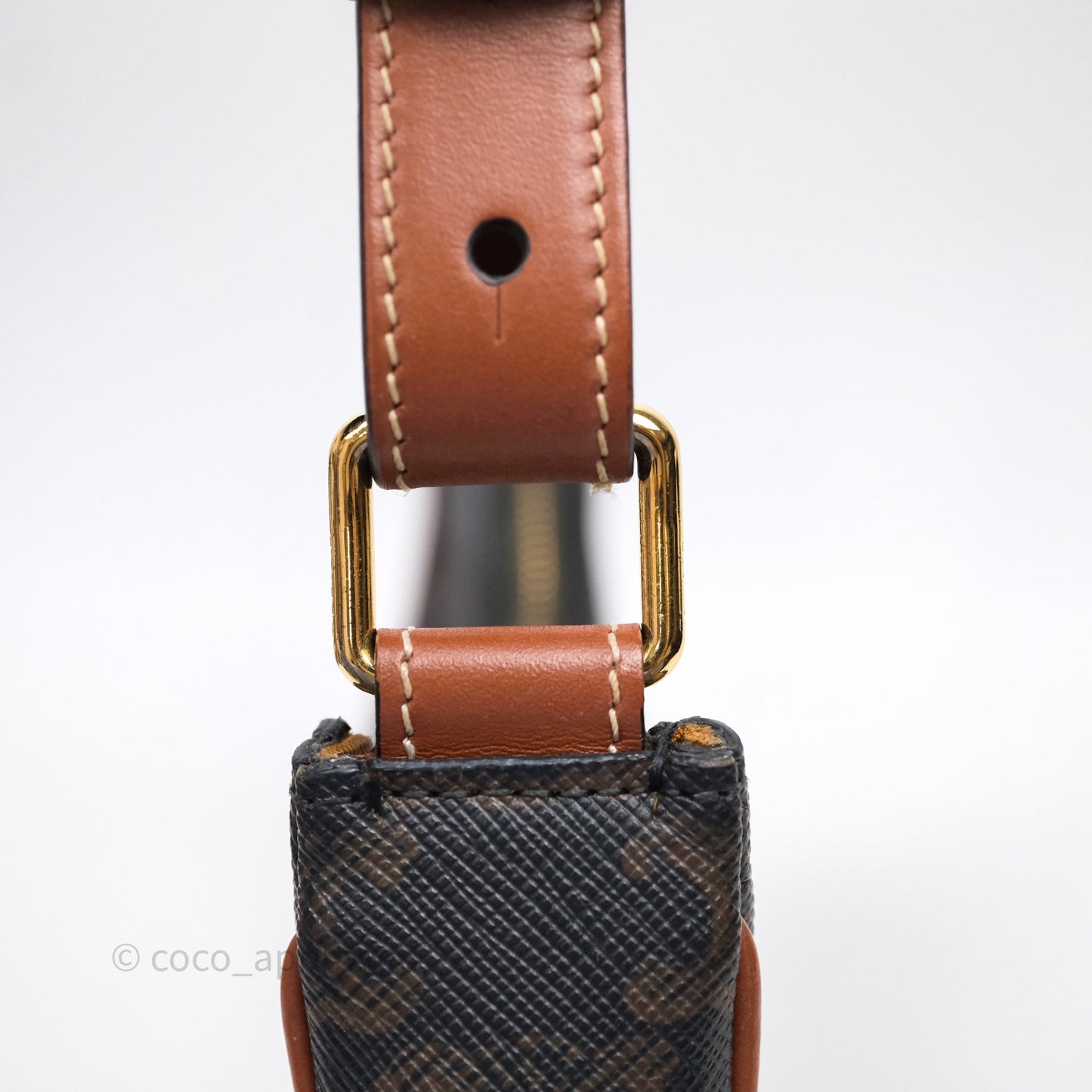Celine Ava Bag In Triomphe Canvas Calfskin Tan