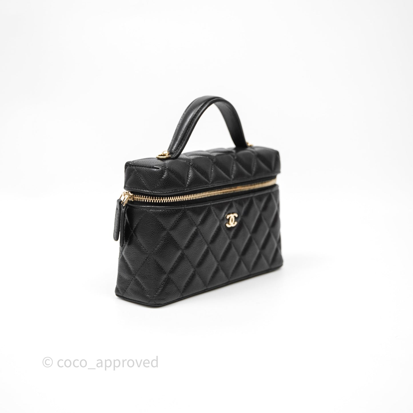 Chanel Top Handle Vanity with Chain Black Caviar Gold Hardware