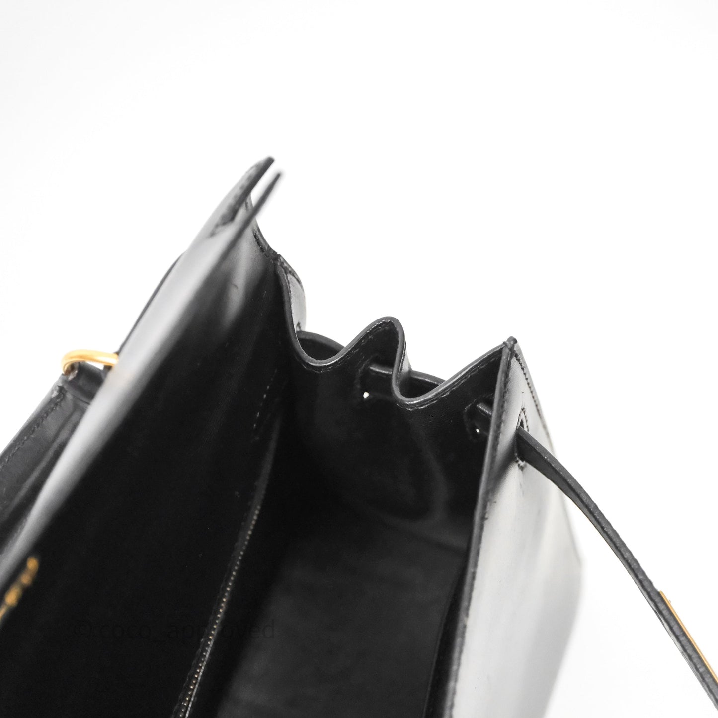 Hermès Vintage Kelly 28 Sellier Black Noir 89 Box Leather Gold Hardware