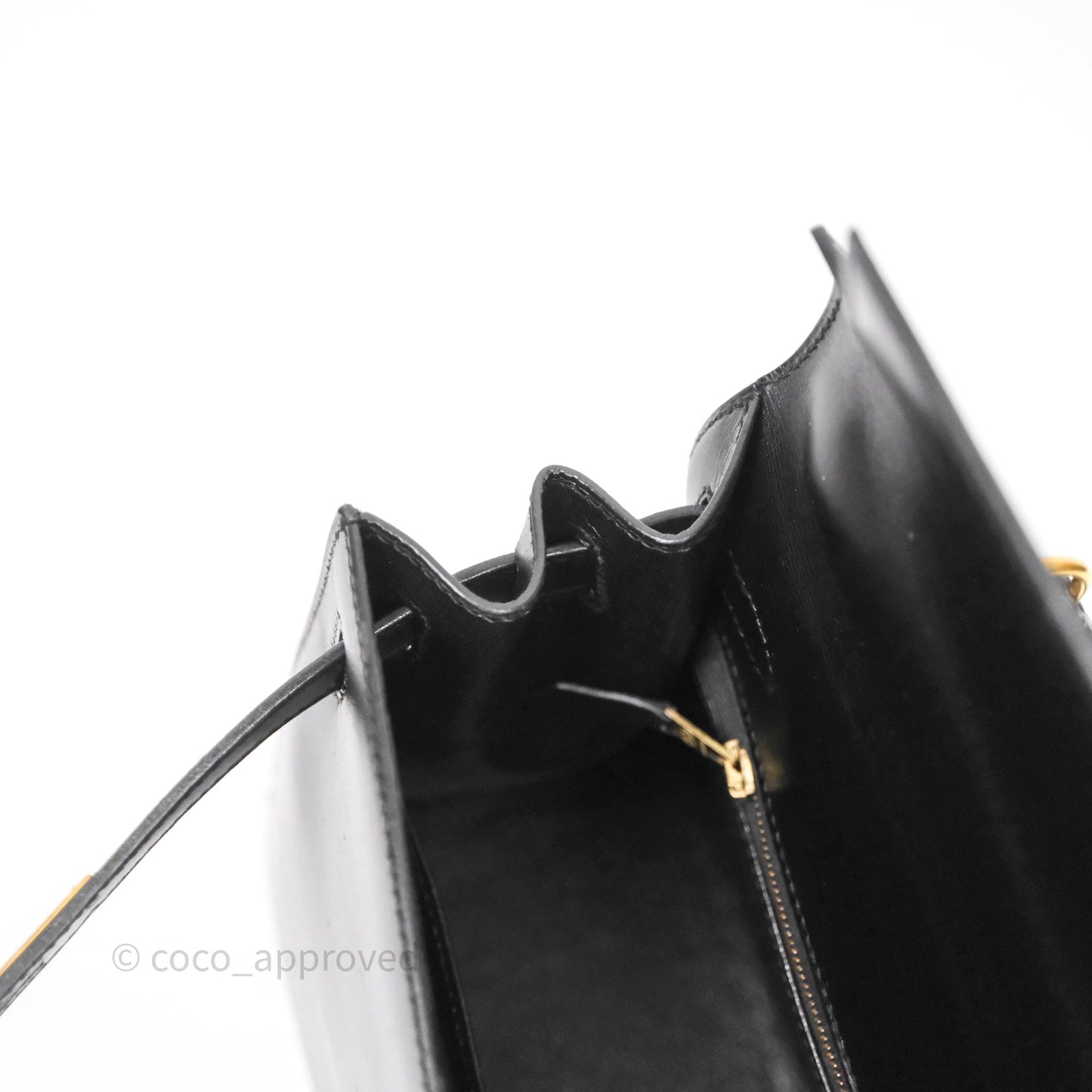 Hermès Vintage Kelly 28 Sellier Black Noir 89 Box Leather Gold Hardware
