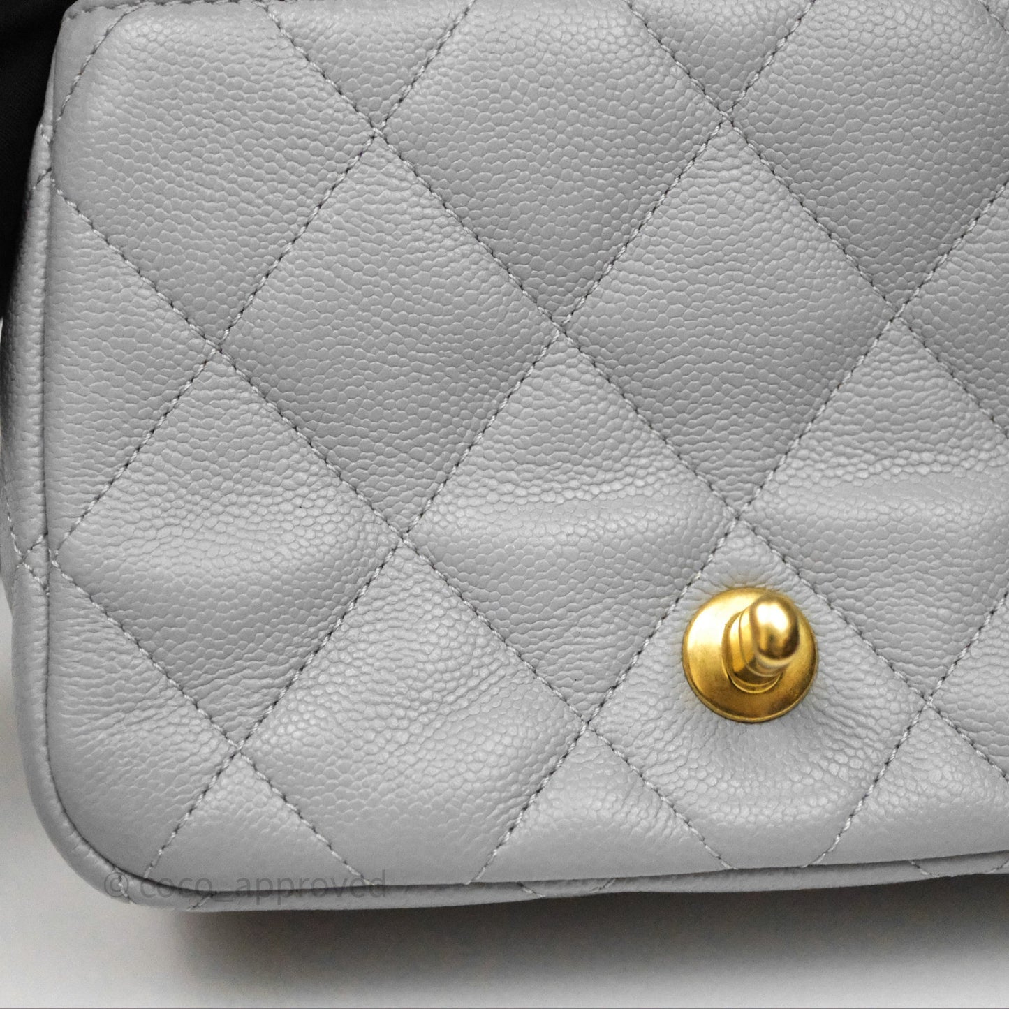Chanel Mini Flap Bag Heart Adjustable Chain Grey Caviar Aged Gold Hardware