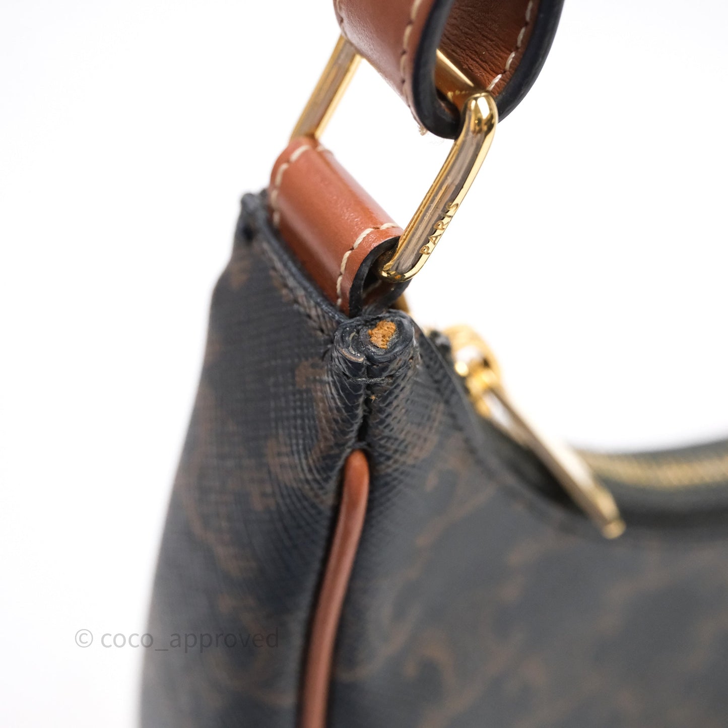 Celine Ava Bag In Triomphe Canvas Calfskin Tan