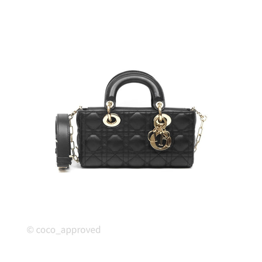 Dior Small Lady D-Joy Bag Black Lambskin Cannage Gold Hardware