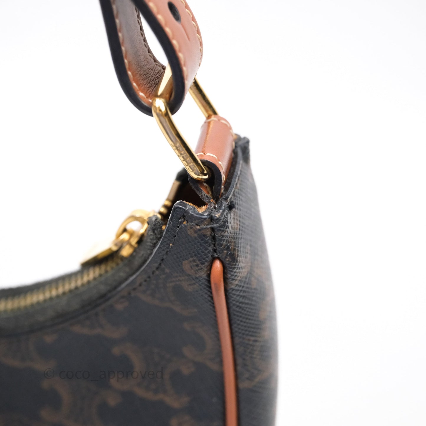 Celine Ava Bag In Triomphe Canvas Calfskin Tan