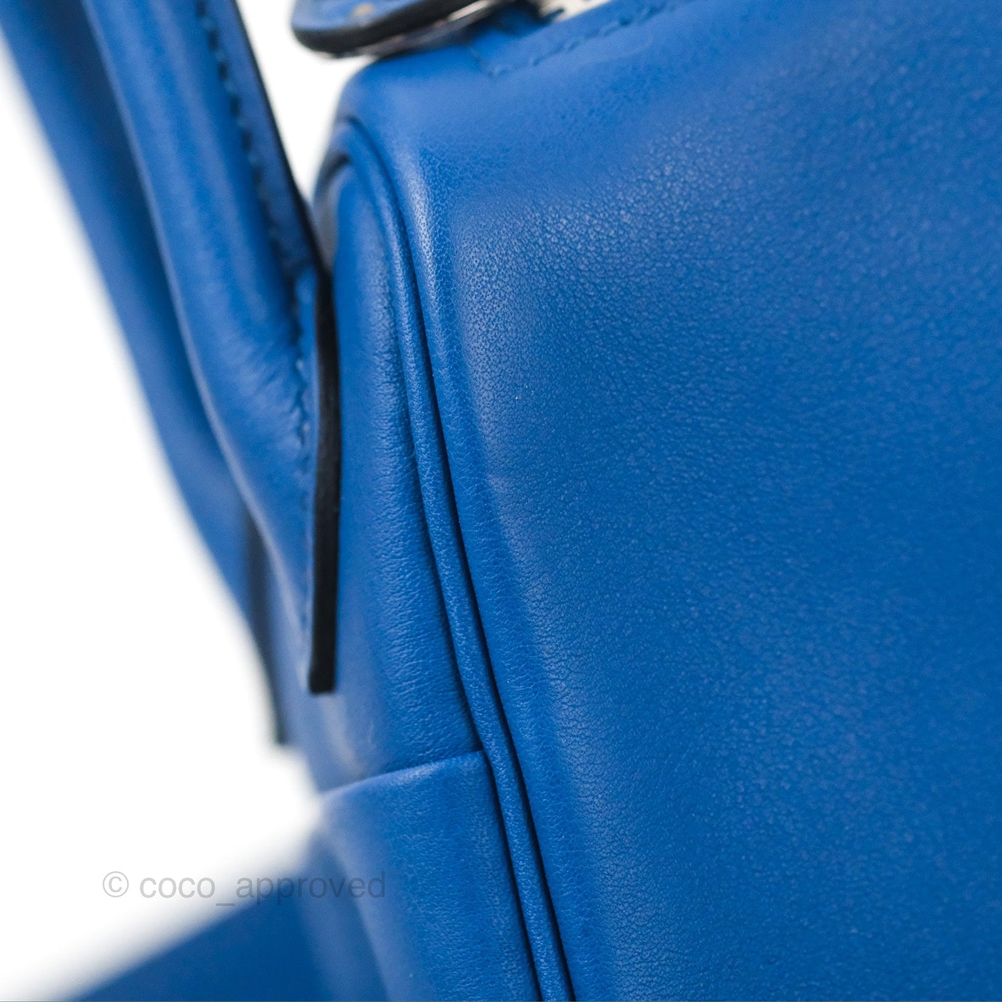 Hermès Mini Lindy 20 Bleu France Swift Palladium Hardware