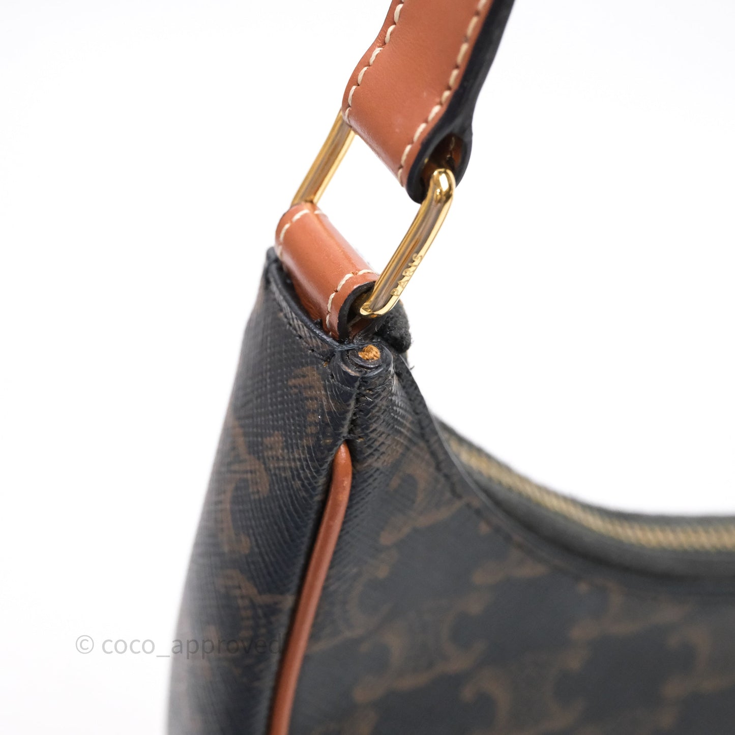 Celine Ava Bag In Triomphe Canvas Calfskin Tan