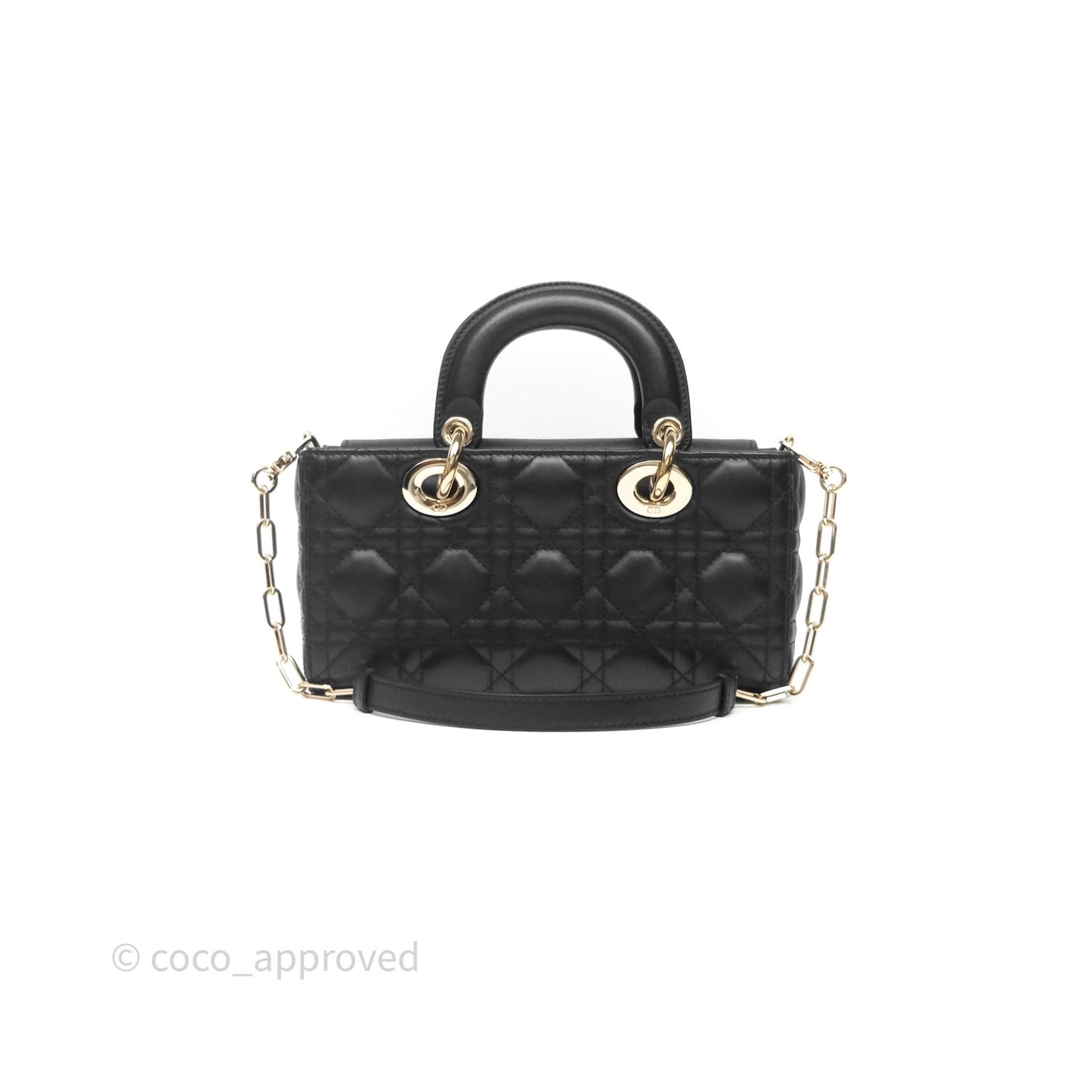 Dior Small Lady D-Joy Bag Black Lambskin Cannage Gold Hardware