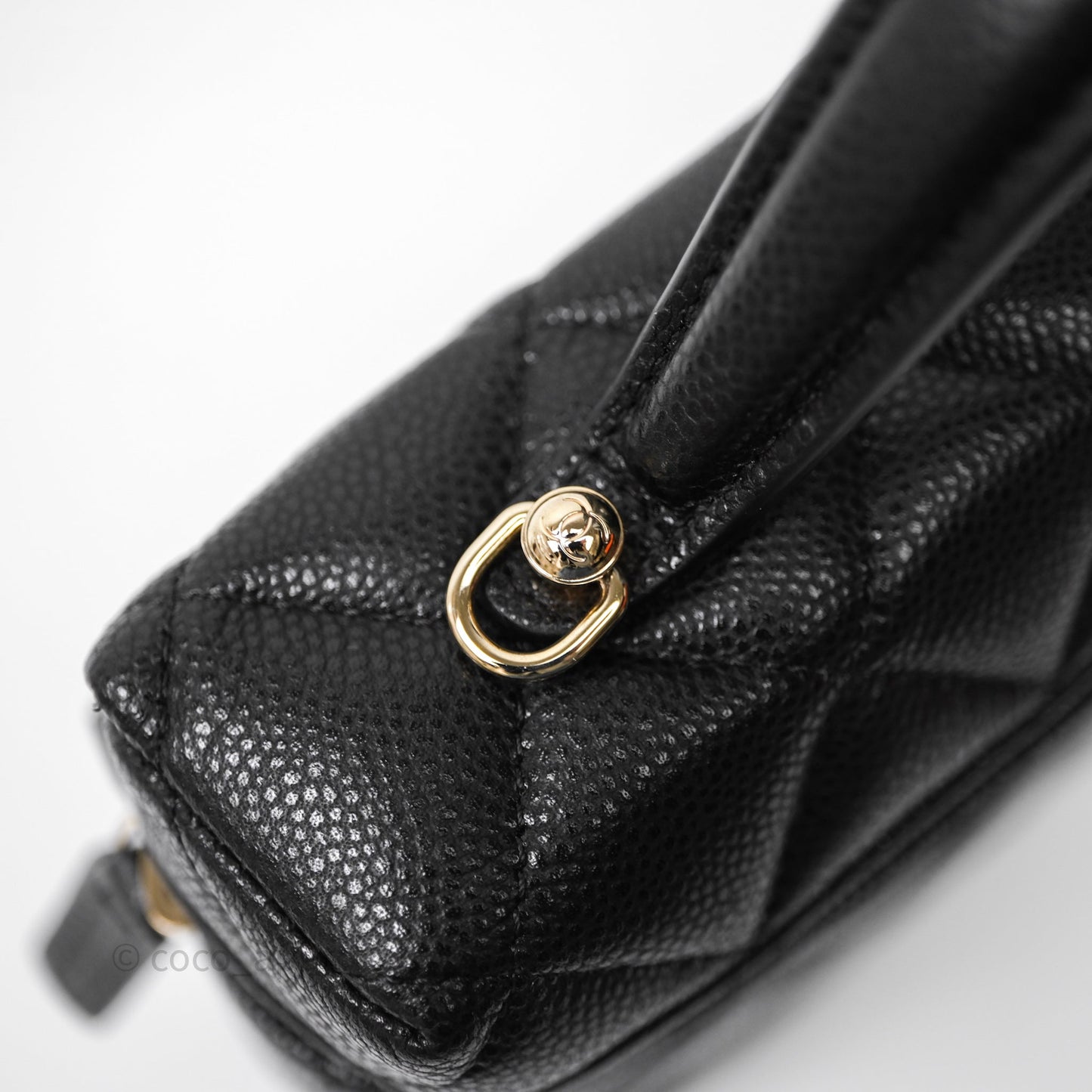 Chanel Top Handle Vanity with Chain Black Caviar Gold Hardware