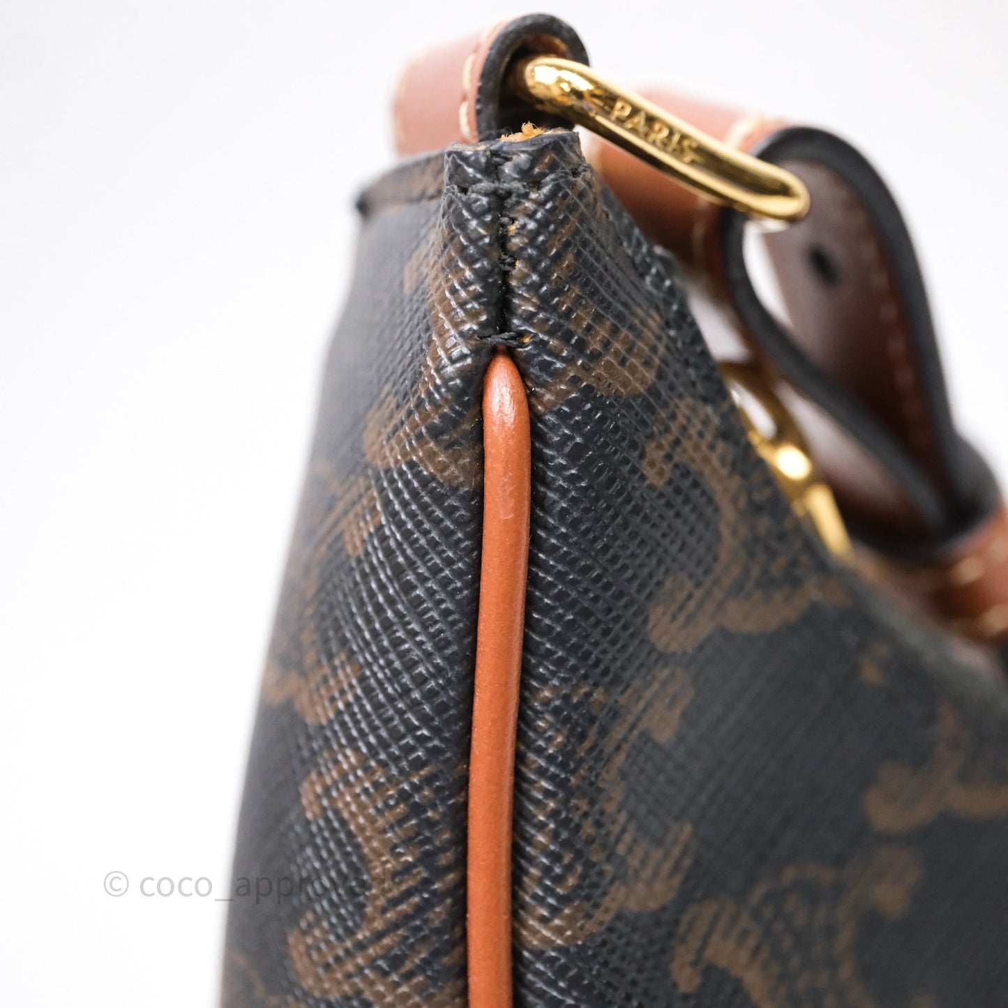 Celine Ava Bag In Triomphe Canvas Calfskin Tan