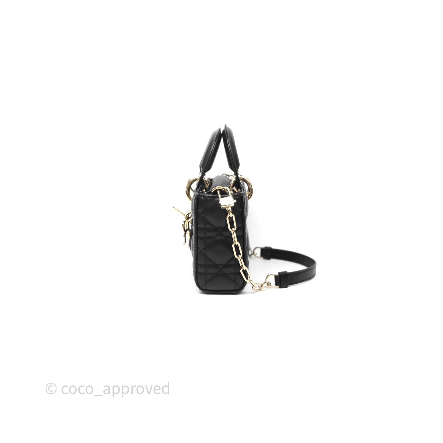 Dior Small Lady D-Joy Bag Black Lambskin Cannage Gold Hardware
