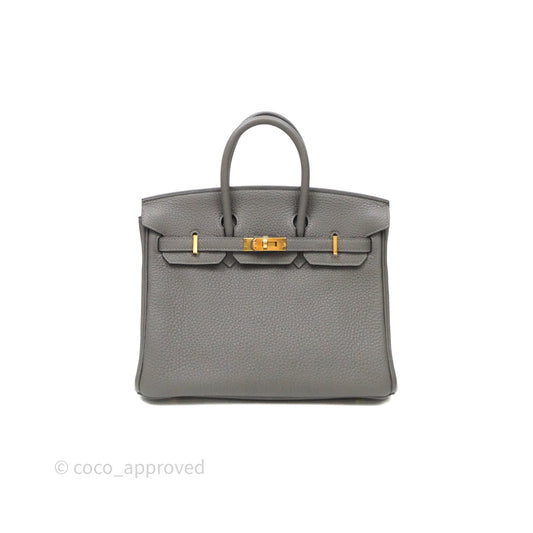Hermes Birkin 25 Retourne Gris Meyer 0L Togo Gold Hardware