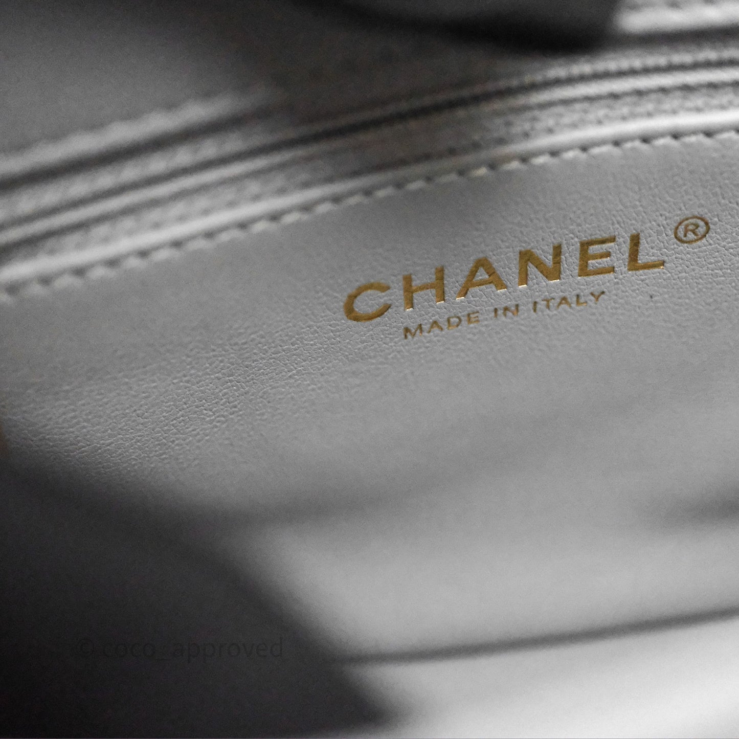 Chanel Mini Flap Bag Heart Adjustable Chain Grey Caviar Aged Gold Hardware