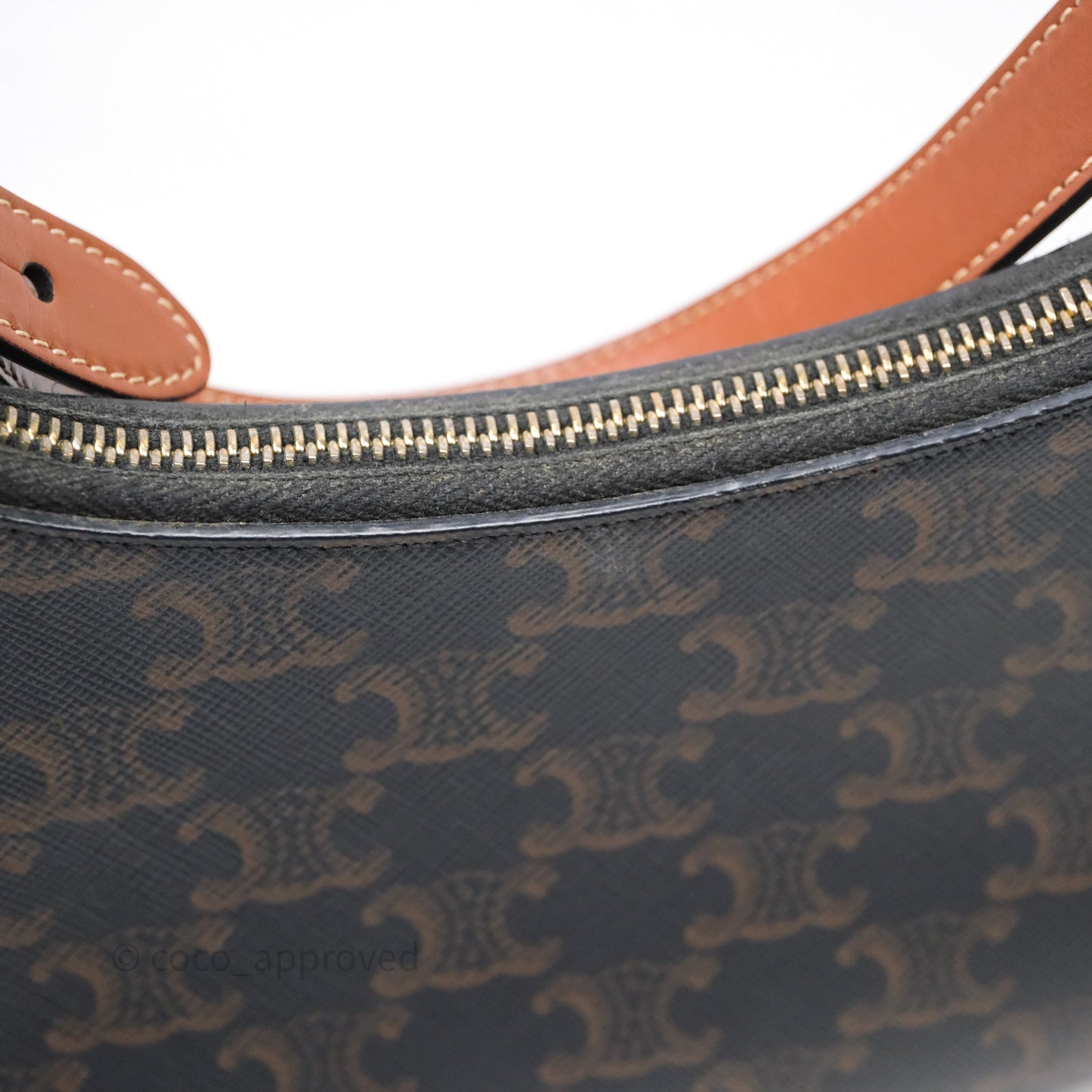 Celine Ava Bag In Triomphe Canvas Calfskin Tan
