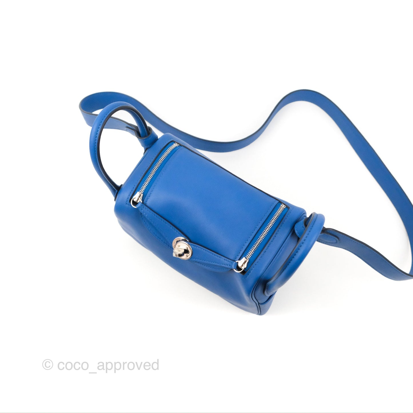 Hermès Mini Lindy 20 Bleu France Swift Palladium Hardware