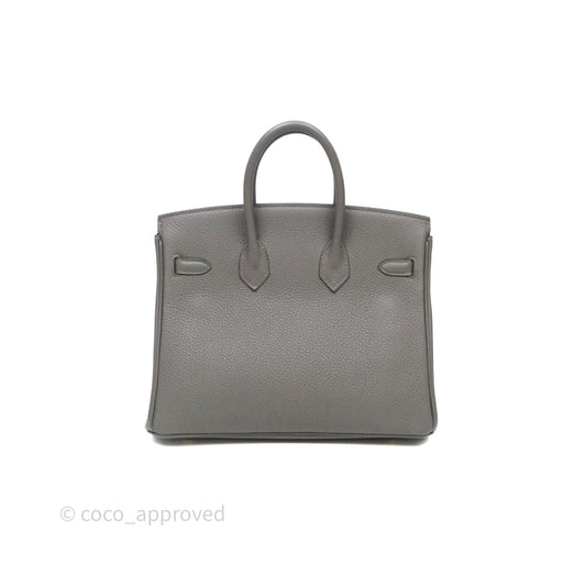 Hermes Birkin 25 Retourne Gris Meyer 0L Togo Gold Hardware