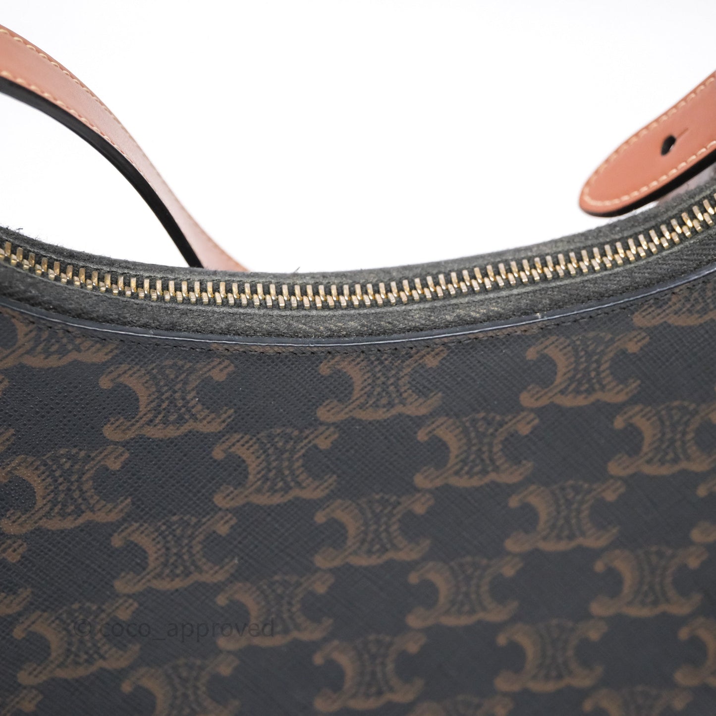 Celine Ava Bag In Triomphe Canvas Calfskin Tan