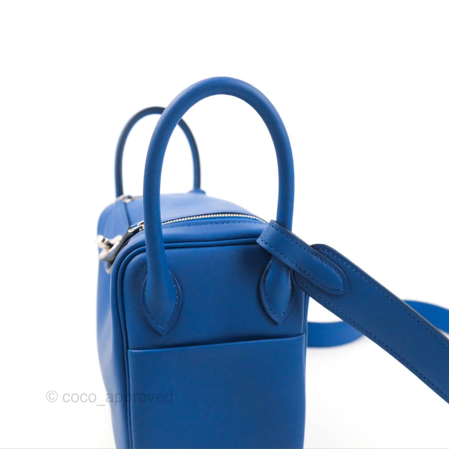 Hermès Mini Lindy 20 Bleu France Swift Palladium Hardware