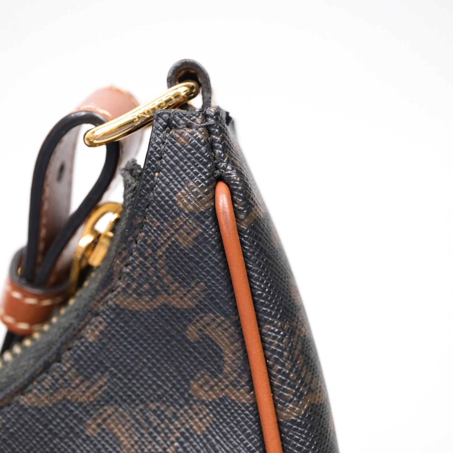 Celine Ava Bag In Triomphe Canvas Calfskin Tan