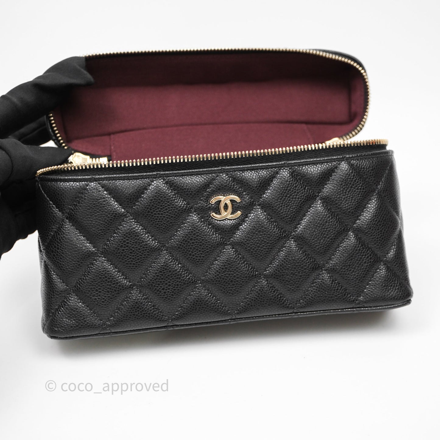 Chanel Top Handle Vanity with Chain Black Caviar Gold Hardware