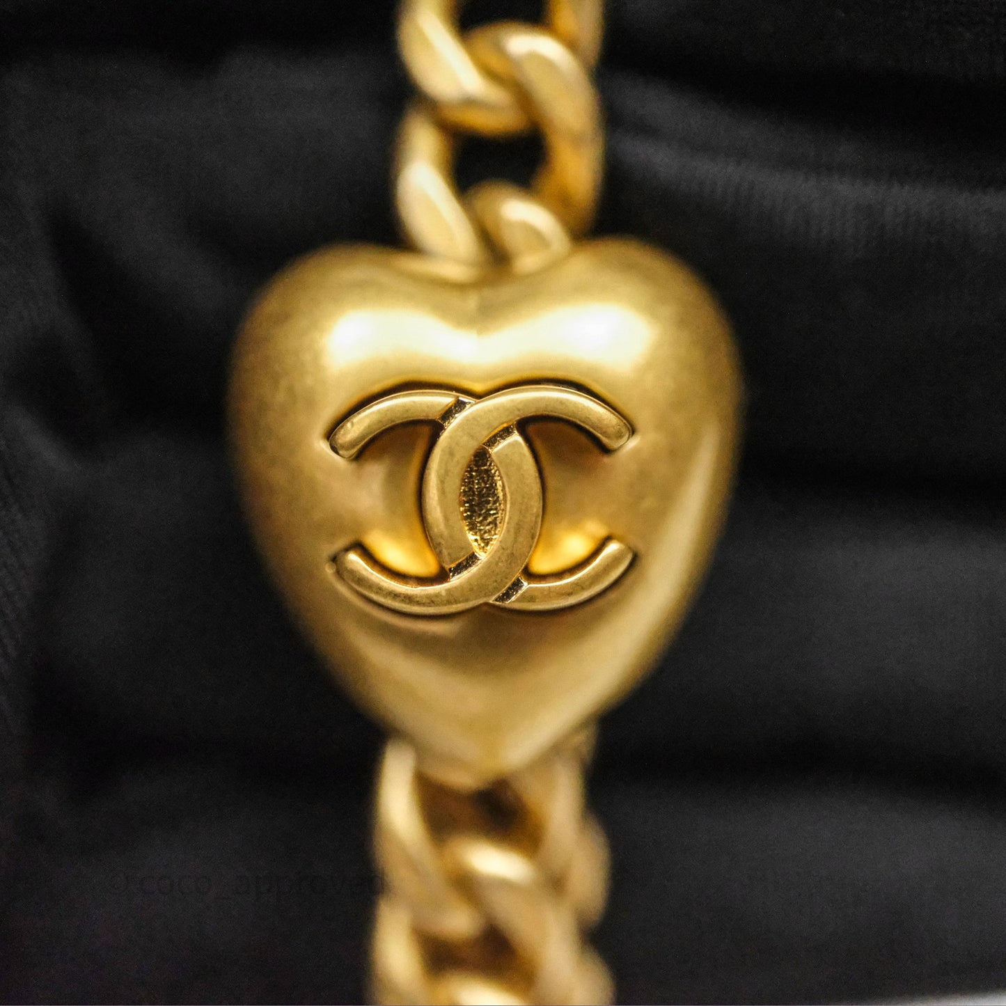 Chanel Mini Flap Bag Heart Adjustable Chain Grey Caviar Aged Gold Hardware