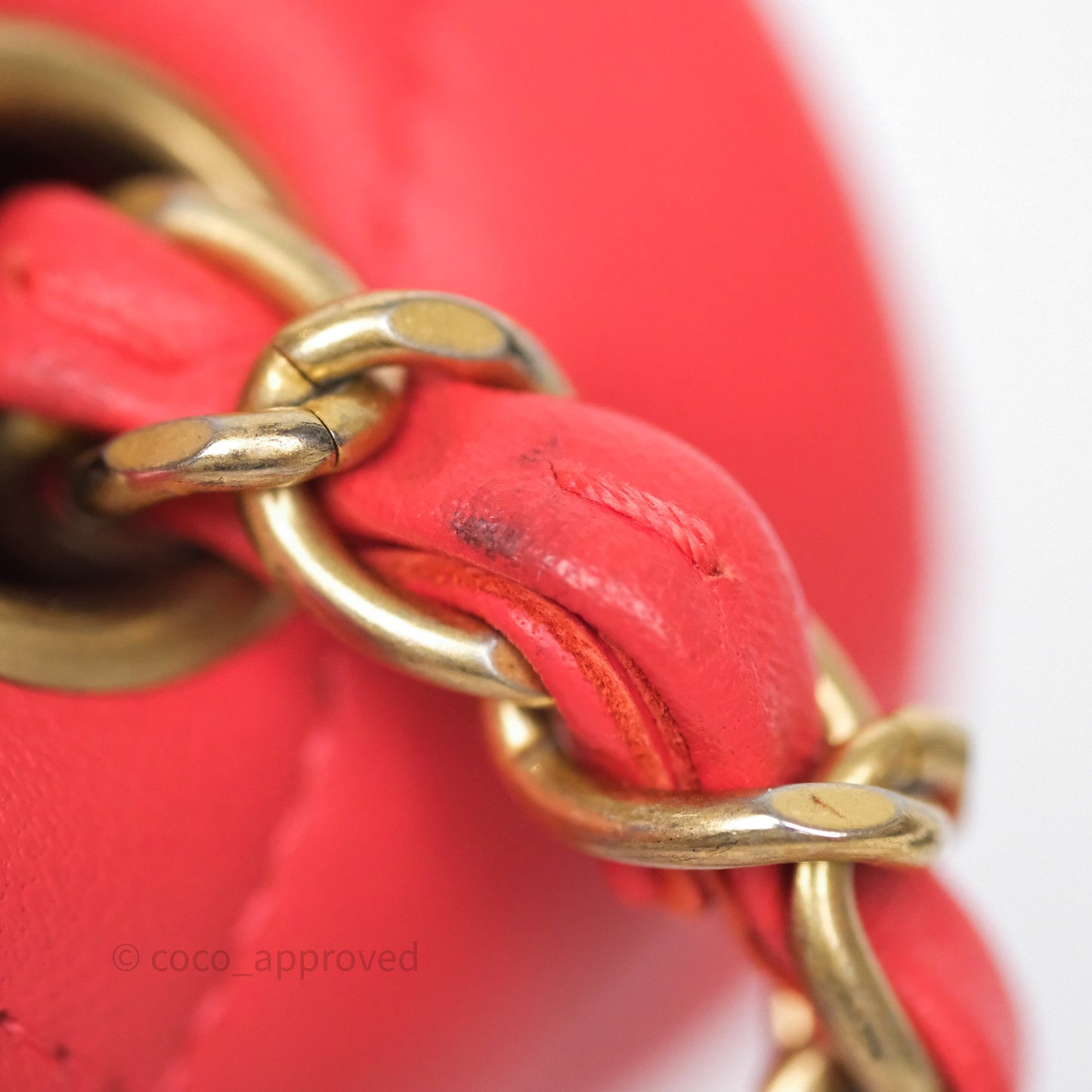 Chanel Mini Rectangular Quilted Red Lambskin Aged Gold Hardware