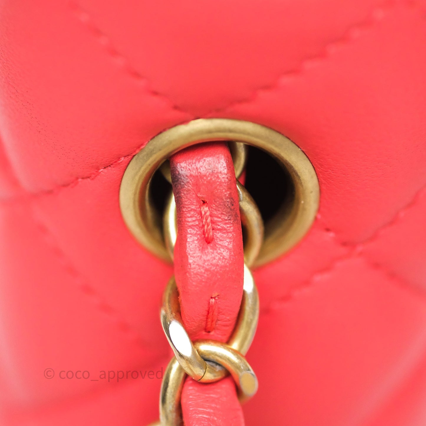 Chanel Mini Rectangular Quilted Red Lambskin Aged Gold Hardware
