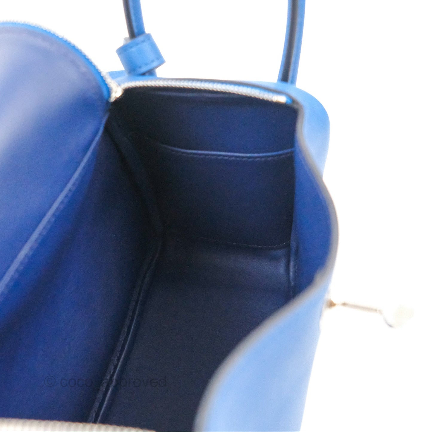 Hermès Mini Lindy 20 Bleu France Swift Palladium Hardware