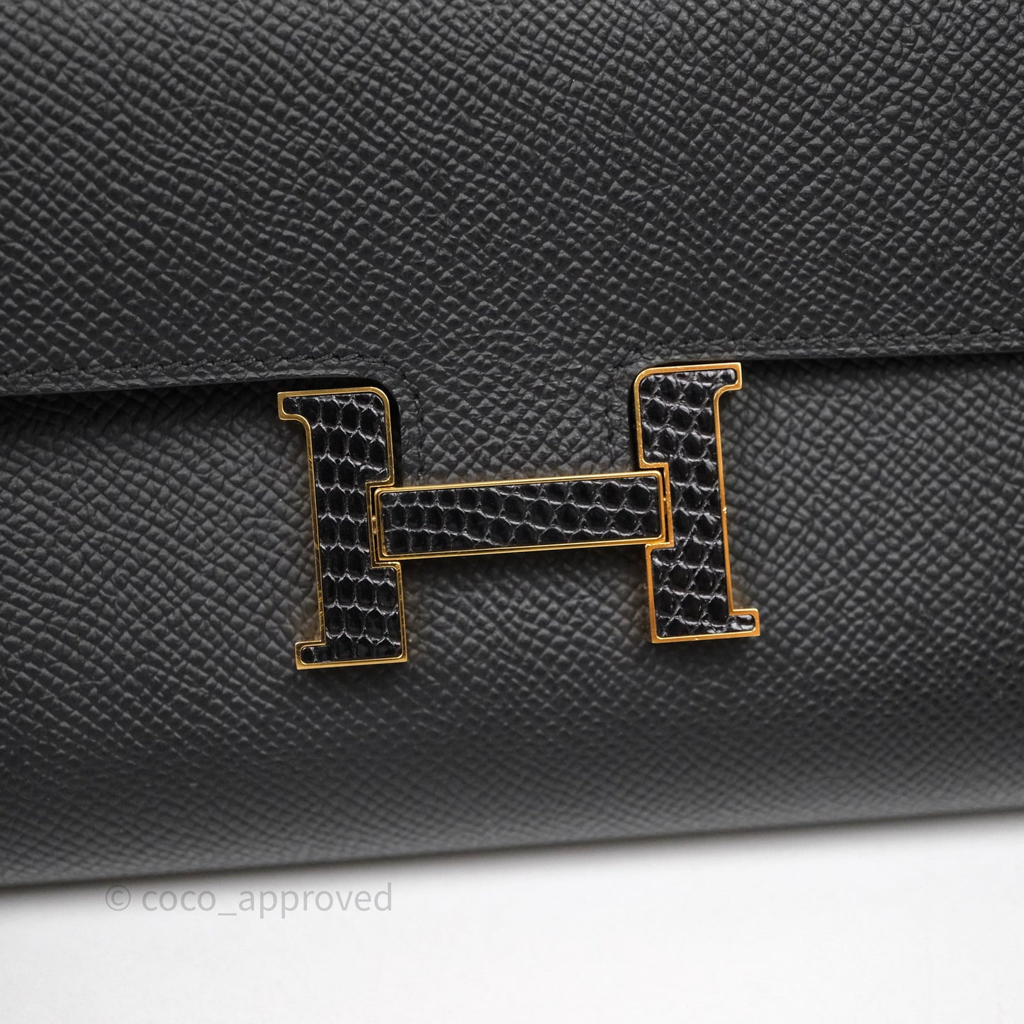 Hermès Constance Long To Go Wallet Black Noir 89 Epsom Lizard Gold Hardware