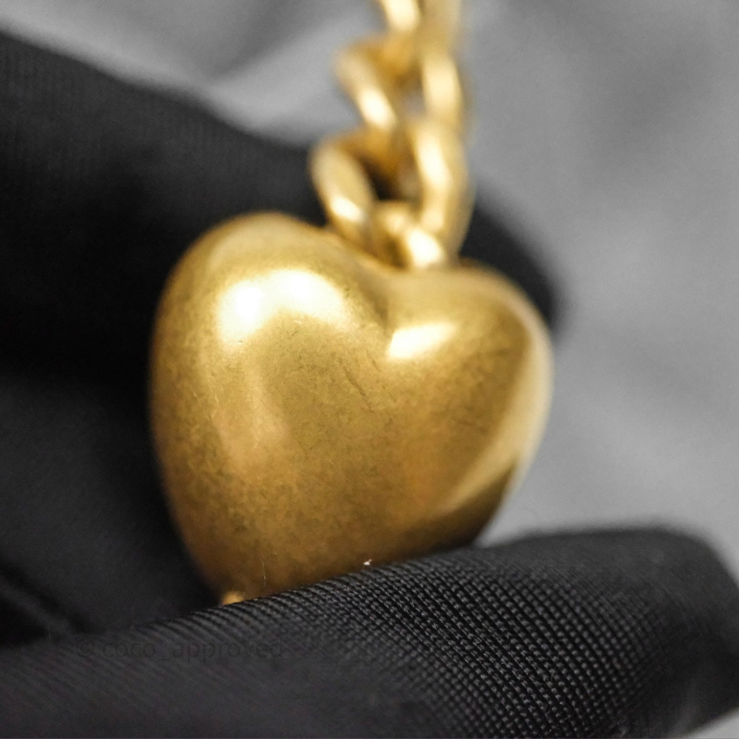 Chanel Mini Flap Bag Heart Adjustable Chain Grey Caviar Aged Gold Hardware