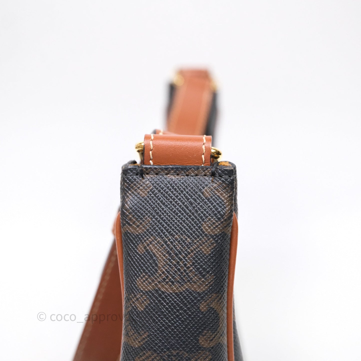 Celine Ava Bag In Triomphe Canvas Calfskin Tan