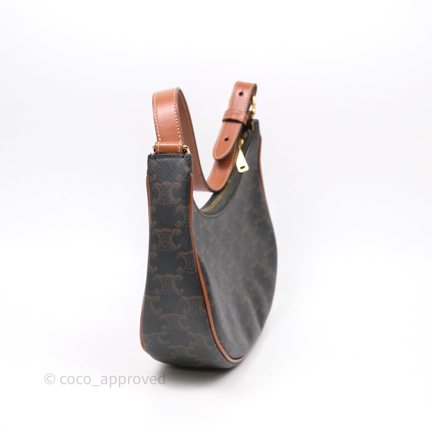 Celine Ava Bag In Triomphe Canvas Calfskin Tan