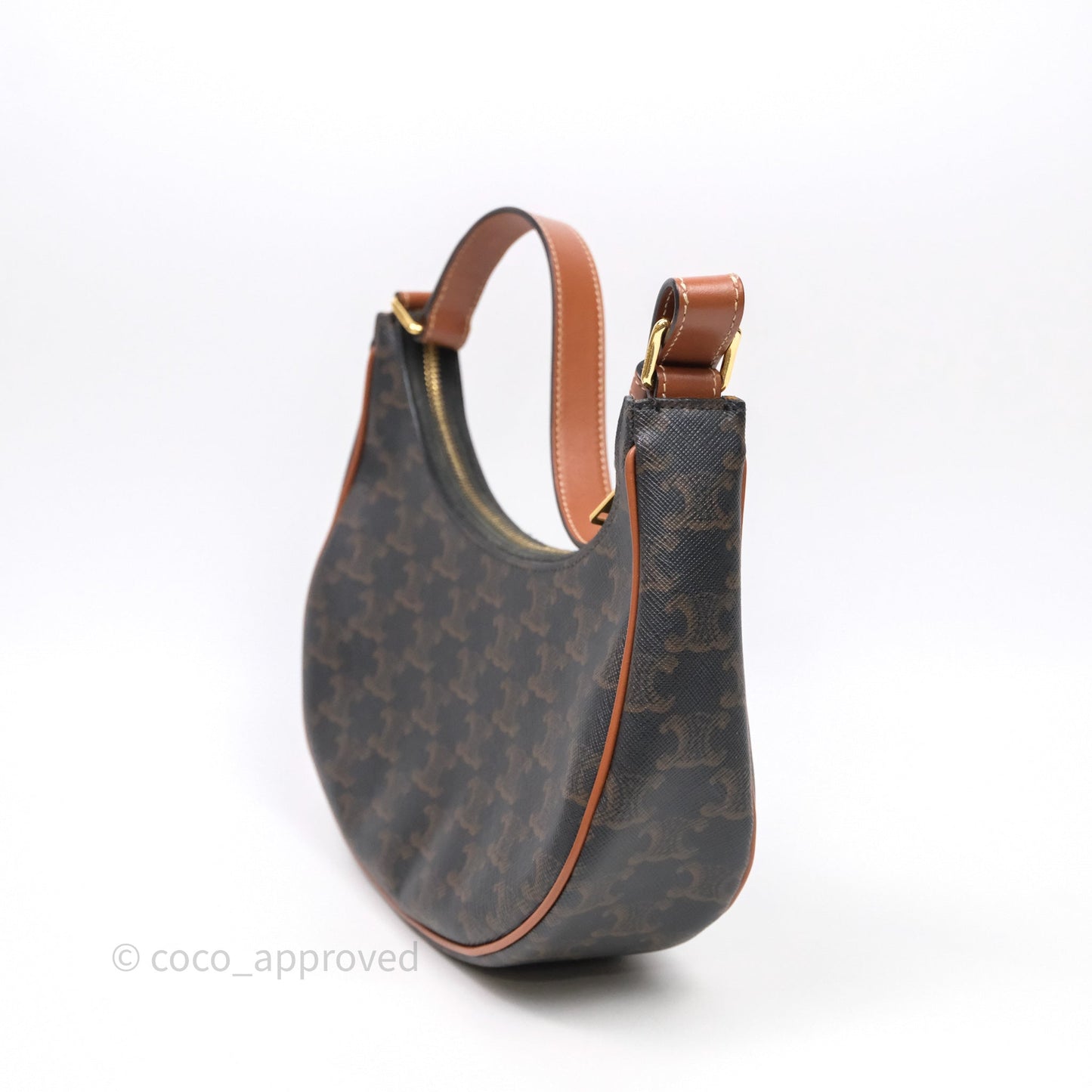 Celine Ava Bag In Triomphe Canvas Calfskin Tan